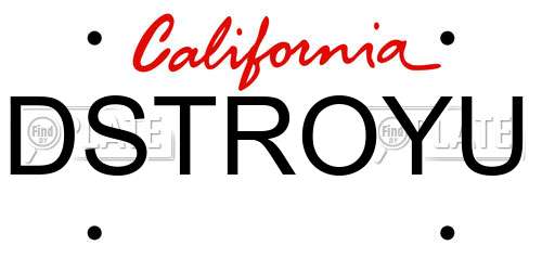 DSTROYU California License Plate