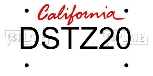 DSTZ20 California License Plate