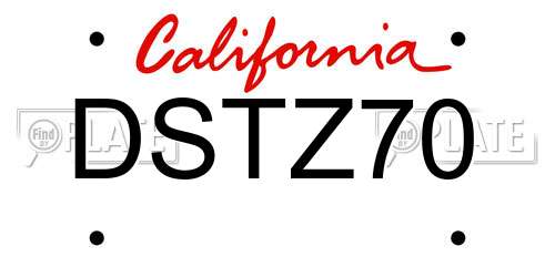 DSTZ70 California License Plate