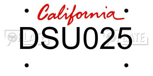 DSU025 California License Plate