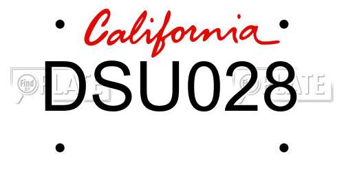 DSU028 California License Plate
