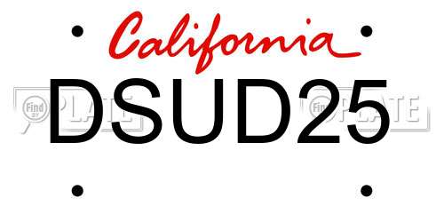 DSUD25 California License Plate