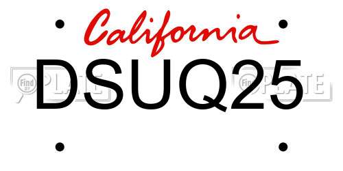 DSUQ25 California License Plate