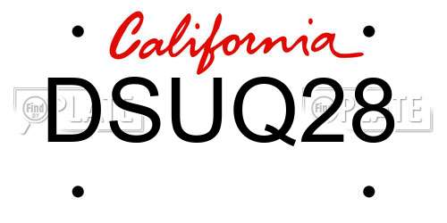 DSUQ28 California License Plate