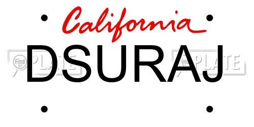 DSURAJ California License Plate