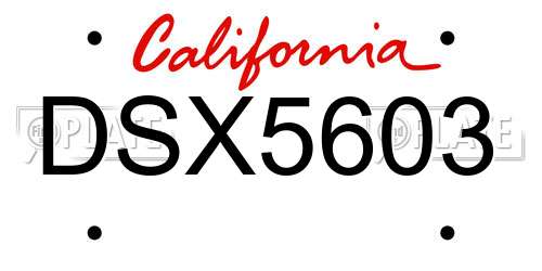 DSX5603 California License Plate