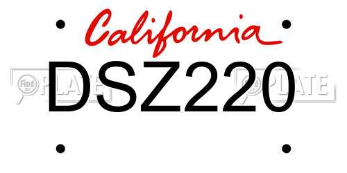 DSZ220 California License Plate