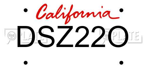 DSZ22O California License Plate