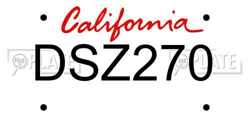 DSZ270 California License Plate
