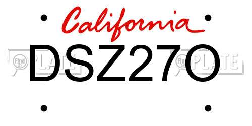 DSZ27O California License Plate