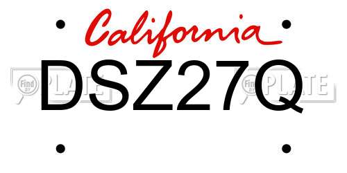 DSZ27Q California License Plate