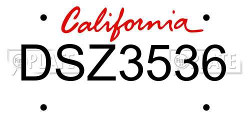 DSZ3536 California License Plate