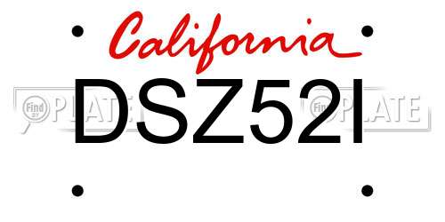 DSZ52I California License Plate