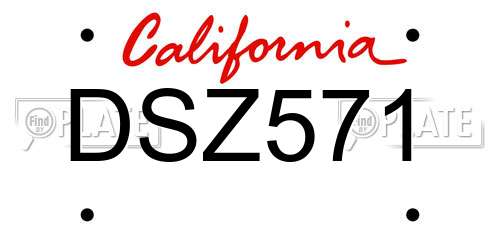 DSZ571 California License Plate
