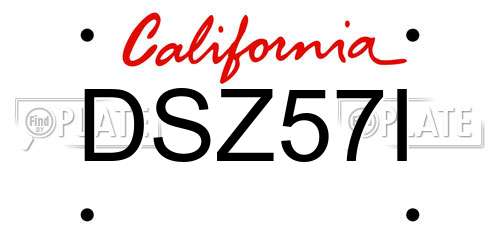 DSZ57I California License Plate