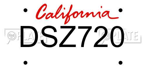 DSZ720 California License Plate