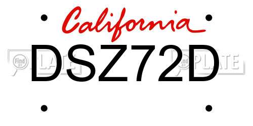 DSZ72D California License Plate
