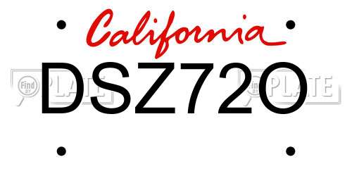 DSZ72O California License Plate