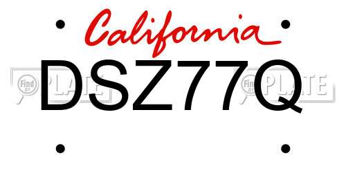 DSZ77Q California License Plate
