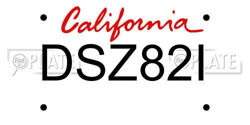 DSZ82I California License Plate