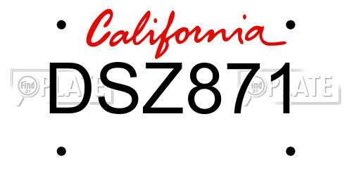 DSZ871 California License Plate