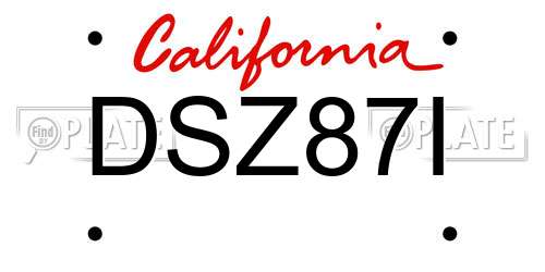 DSZ87I California License Plate