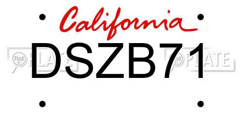 DSZB71 California License Plate