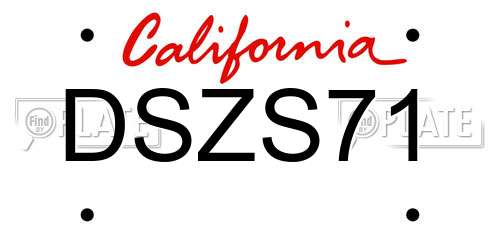 DSZS71 California License Plate