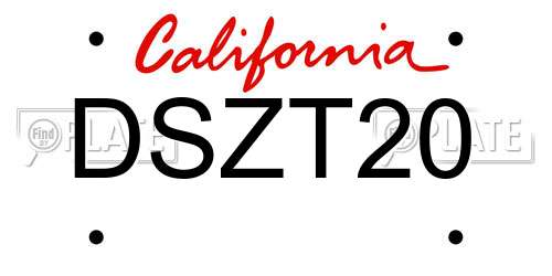 DSZT20 California License Plate