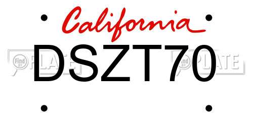 DSZT70 California License Plate