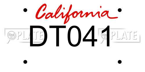 DT041 California License Plate