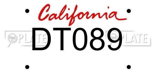 DT089 California License Plate
