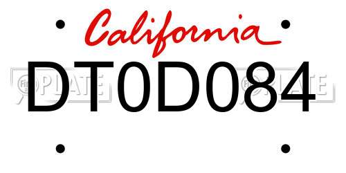 DT0D084 California License Plate