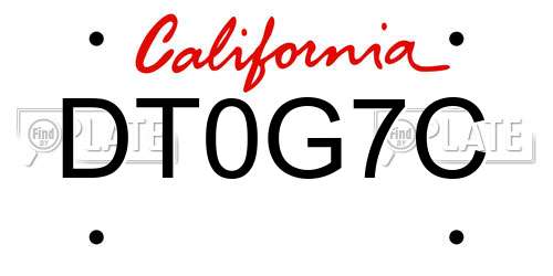 DT0G7C California License Plate