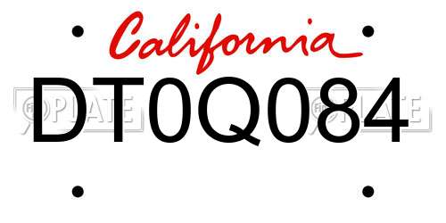 DT0Q084 California License Plate
