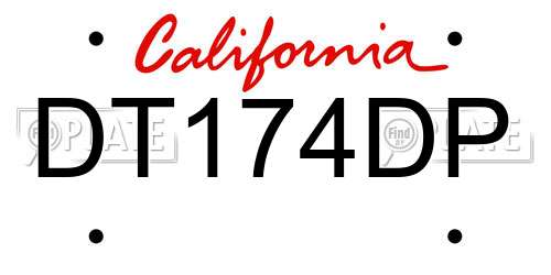 DT174DP California License Plate