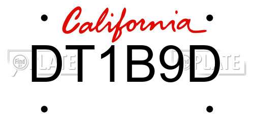 DT1B9D California License Plate