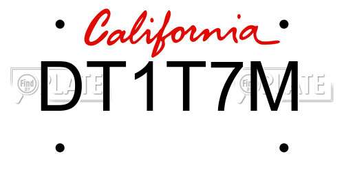 DT1T7M California License Plate