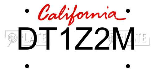 DT1Z2M California License Plate