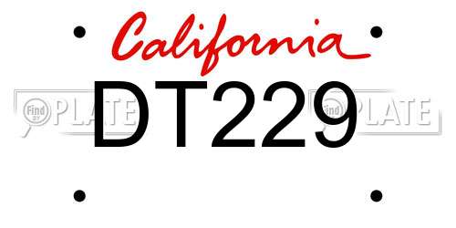 DT229 California License Plate