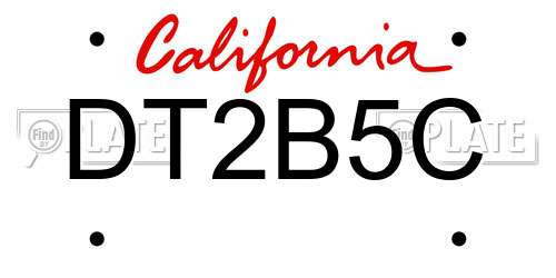 DT2B5C California License Plate