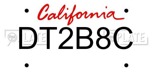 DT2B8C California License Plate