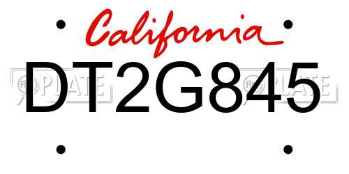 DT2G845 California License Plate