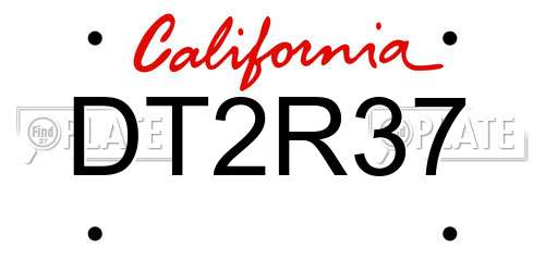 DT2R37 California License Plate