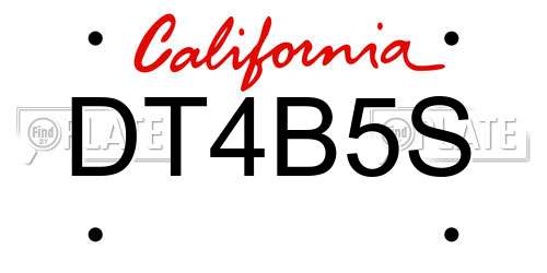DT4B5S California License Plate