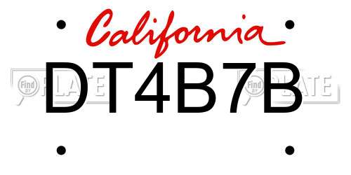 DT4B7B California License Plate