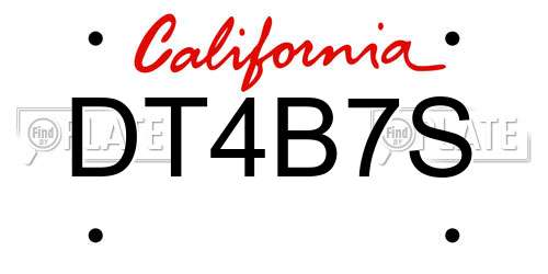 DT4B7S California License Plate