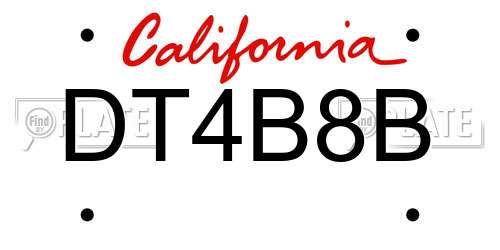 DT4B8B California License Plate