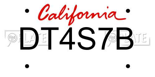 DT4S7B California License Plate