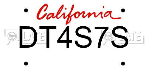 DT4S7S California License Plate